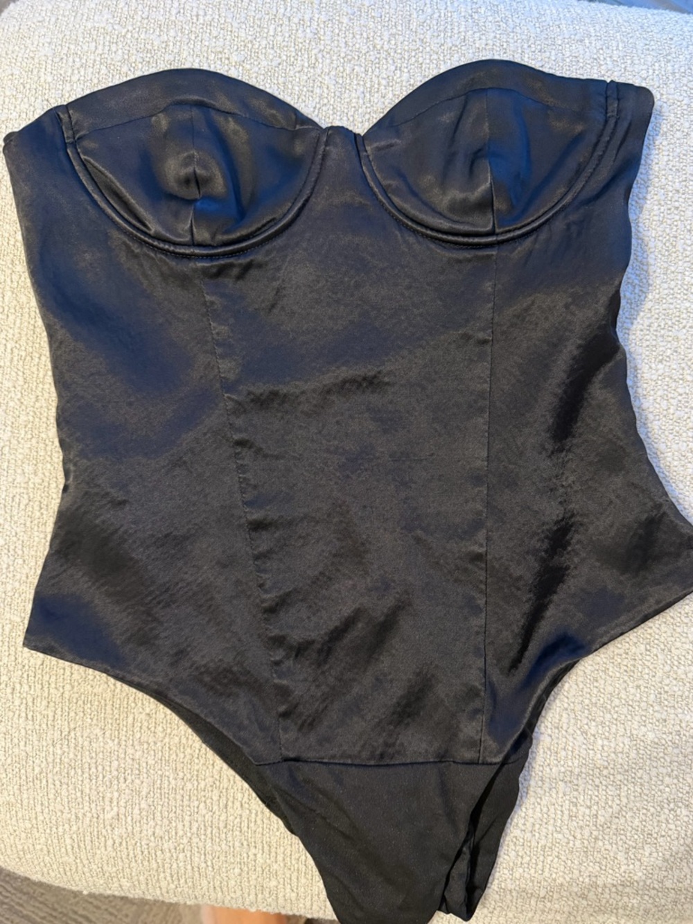 Black Strapless One-Piece Bodysuit